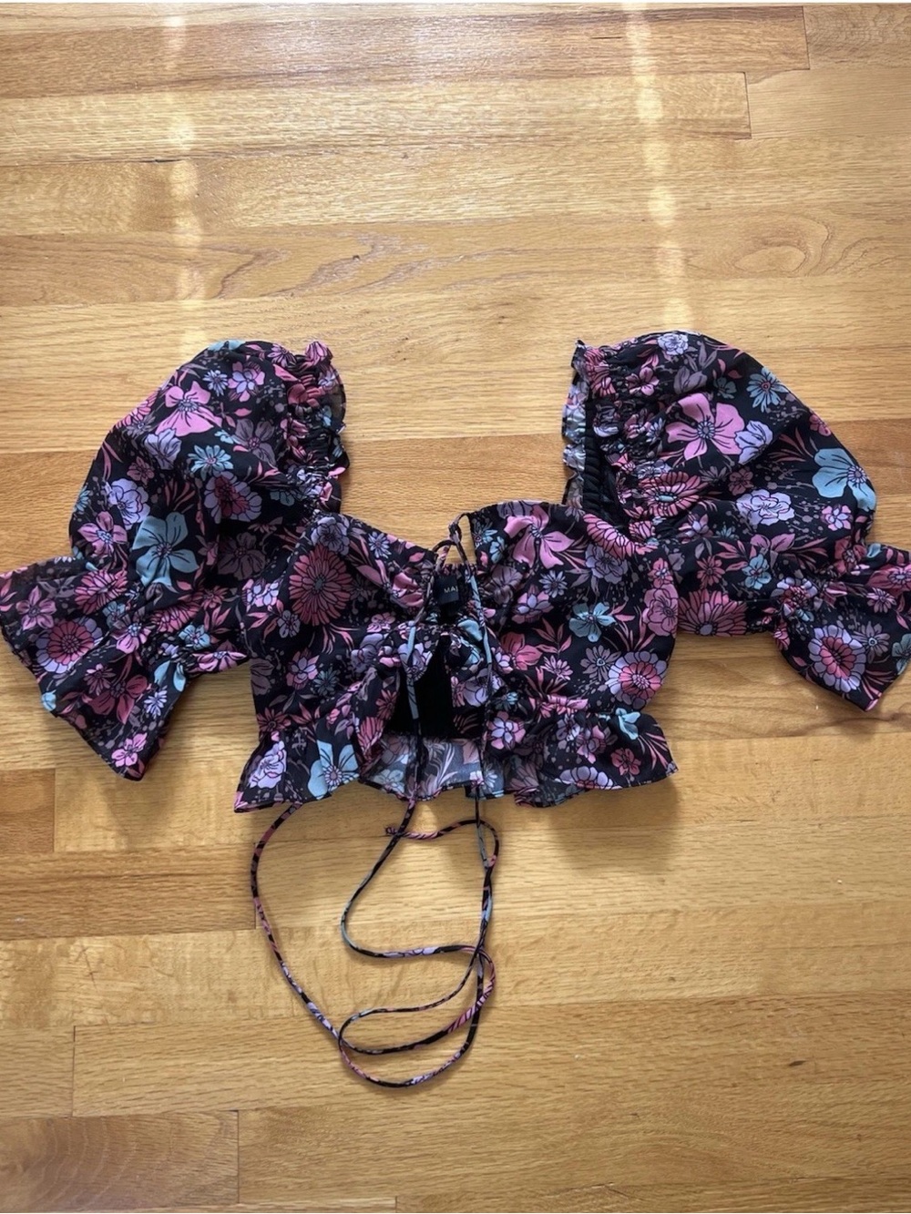 NWOT Revolve Majorelle Women’s Cropped Puff Sleeve Top Blouse Floral Size XXS